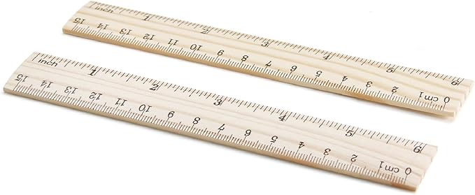 Utoolmart 2 Pcs Wooden Straight Ruler, 15cm / 6-inch Double-Sided Scale Ruler, Measuring Tool for Engineering Office Architect and Drawing