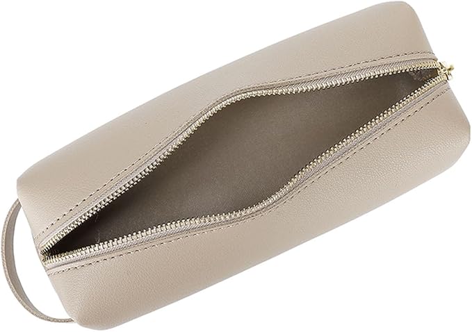 Pencil Case Soft School Pencil Pouch Bag for Easy Carry Stylish and Durable (Khaki,Faux leather)