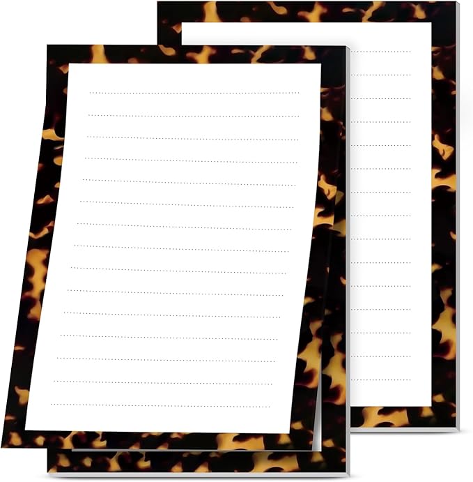 2 Pack Lined Sticky Notes 4x6 in, Cute Self-Stick Notepads with Lines, Large Memo Pads Strong Adhesive for Office, Home Black Luxury Pattern