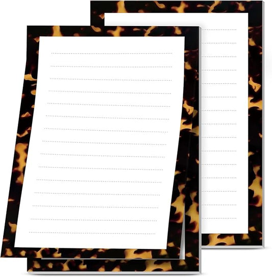 2 Pack Lined Sticky Notes 4x6 in, Cute Self-Stick Notepads with Lines, Large Memo Pads Strong Adhesive for Office, Home Black Luxury Pattern