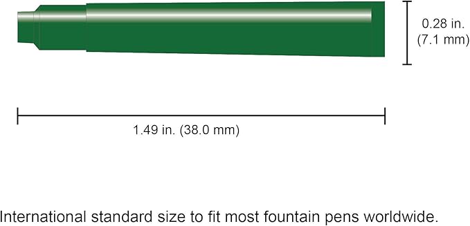 Monteverde International Size Cartridge to Fit Fountain Pens, Green, 6 per Pack (G302GN)