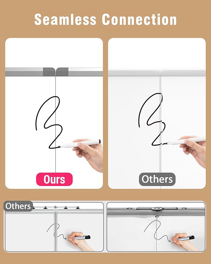 96"X 48" Large Magnetic Dry Erase Whiteboard, Removable Wall Hanging Board with 4 Pens & 1 Dry Erasers & 6 Magnets, Sliver Aluminum Frame White