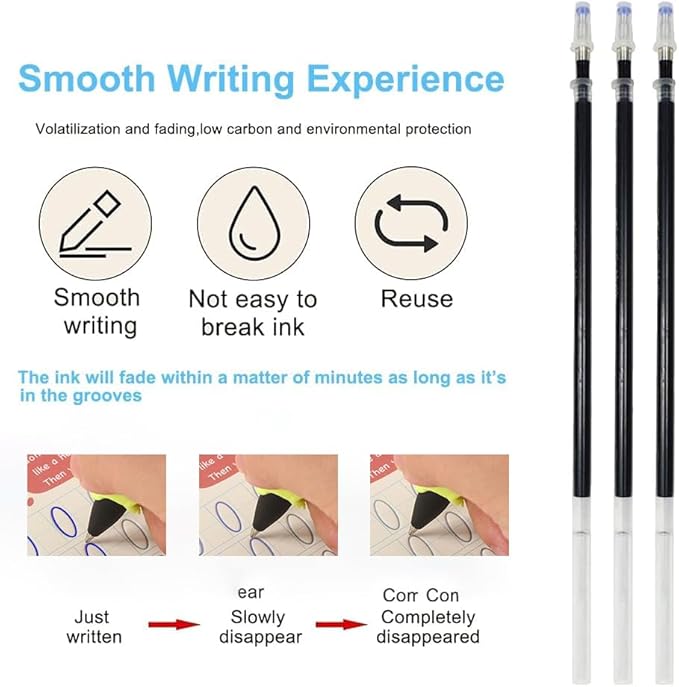AALGO 30Pcs Magic Pens & Refills for Magic Grooved Writing Practice Workbooks,Disappearing Ink Pen for Handwriting Book,Magic Groove Pen for Cursive Handwriting Workbook or Tracing Books 3-5