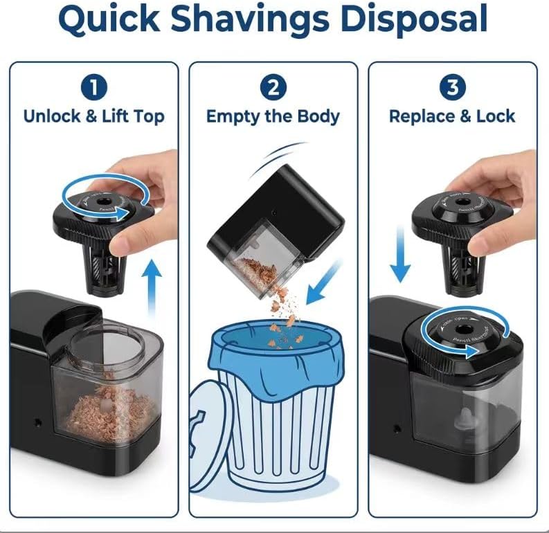Dual Power Electric Pencil Sharpener Black, Heavy-Duty Helical Blade