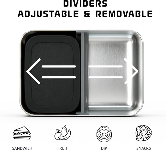 Stainless Steel Bento Box, 33oz Leak-proof Metal Lunch Box Container with Silicone Lid, Microwave-Safe, with Divider, Lunch Food Meal Prep Snack Container for School Work