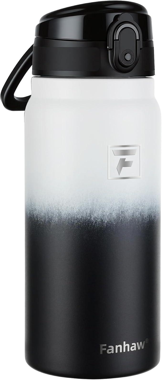 Fanhaw 20 Oz Insulated Stainless Steel Water Bottle with Chug Lid – Wide Mouth, Leak-Proof, BPA-Free – Ideal for Kids, Adults, Sports, Gym, and Outdoor Use (White Black)
