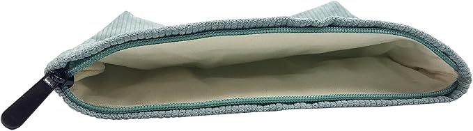 GUTGNK Corduroy Ladies Cosmetic Bag, Large Capacity Canvas Cosmetic Bag Travel Toiletry Bag Accessories Organizer, Light Blue Gray