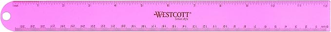 Westcott Anodized Aluminum Ruler, 12", Color Varies (14174)
