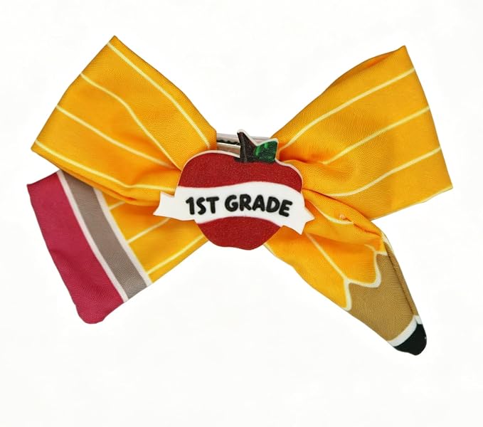 1ST Grade Back to School Supplies, 1ST Grade Back to School Hair Clips for Girls, Pencil Hair Clips Cute Yellow Hair Bows Hair Accessories for Girls First Grade First Day of School Gifts- 2Pcs