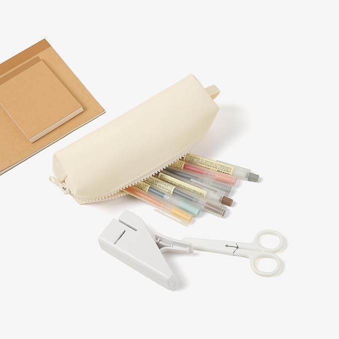 Pencil Case Soft School Pencil Pouch Bag for Easy Carry Stylish and Durable (Cream)