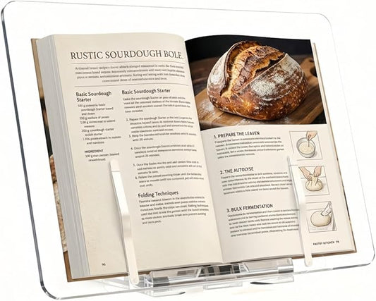 Acrylic Book Stand for Reading, Adjustable Book Holder & Tablet Stand, Portable Page Holder for Cookbooks, Textbooks, Notebooks, Recipes (L (11.8 * 15.4 inch))