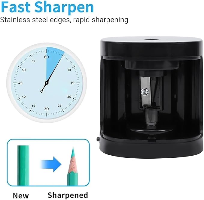 Fockety Electric Pencil Sharpener, Automatic Battery Operated with for 6-8mm Pencils School Office Home Art Supplies Portable Transparent Shavings Container