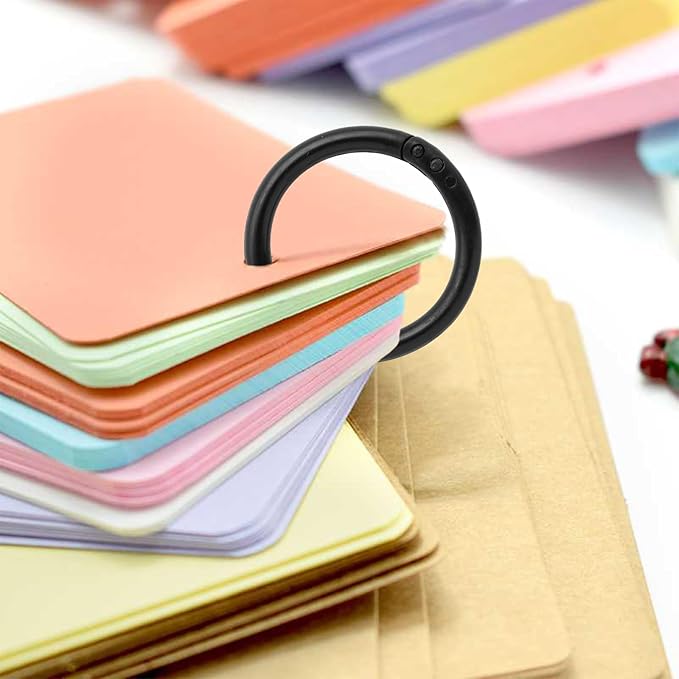 210 Pcs 1.1 Inch Plastic Binder Rings, Loose Leaf Binder Book Rings, Black Index Card Rings Binder Clip Rings for Flash Cards, Key Rings, Index Cards, Paper (28mm)