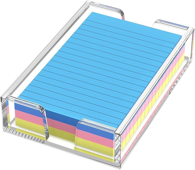WINFFOR Acrylic Notepad Holder Dispenser - 4x6 in Sticky Note Memo Holder Self-Stick Note Pad Organizer (W/O Pads) Office Desk Accessories School Supplies, Crystal Clear