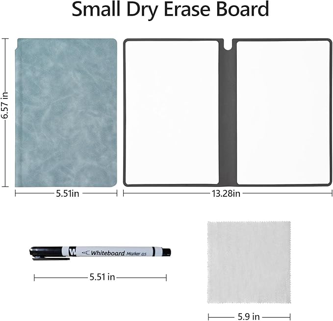 Portable Dry Erase Board,Portable White Board,Small Dry Erase Board,Foldable,Erasable,Repeatable,9.5 * 6.6 inches,for Office,Home,School,Study,Meeting(Cyan)