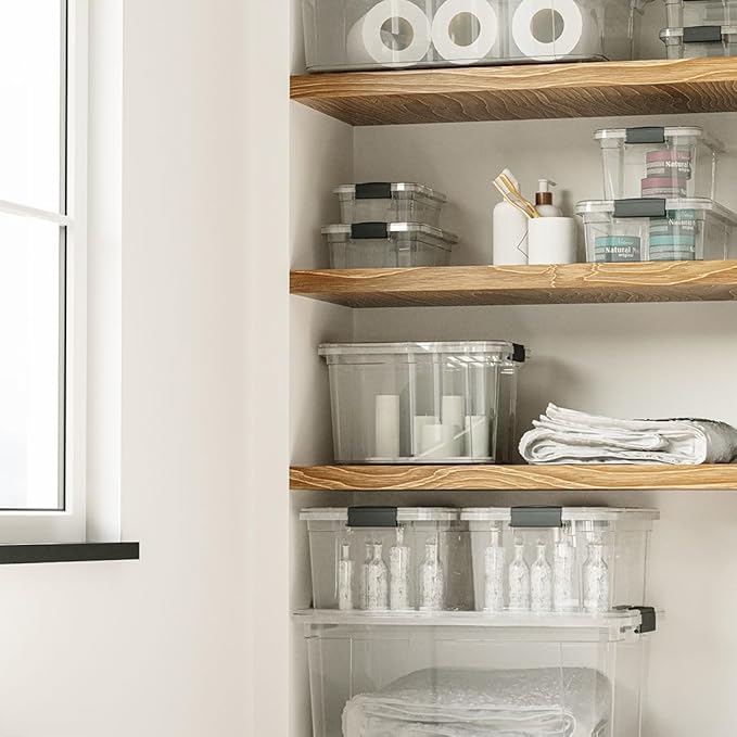 Superio Clear Storage Boxes with Lids, 4.5 Quart Plastic Container Bins for Organizing, Stackable Crates, BPA Free, Non Toxic, Odor Free, Organizers for Home, Office and Dorm, 3 Pack