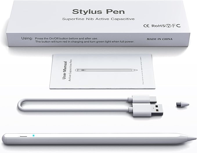 Stylus Pen for Touchscreen, Compatible for Android & iOS Phones/Tablet, Fast Charge Universal Stylus Pen for i-Phone, i-Pad, Tab A9+, High Sensitivity & Precision Stylist Pencil for Writing/Drawing