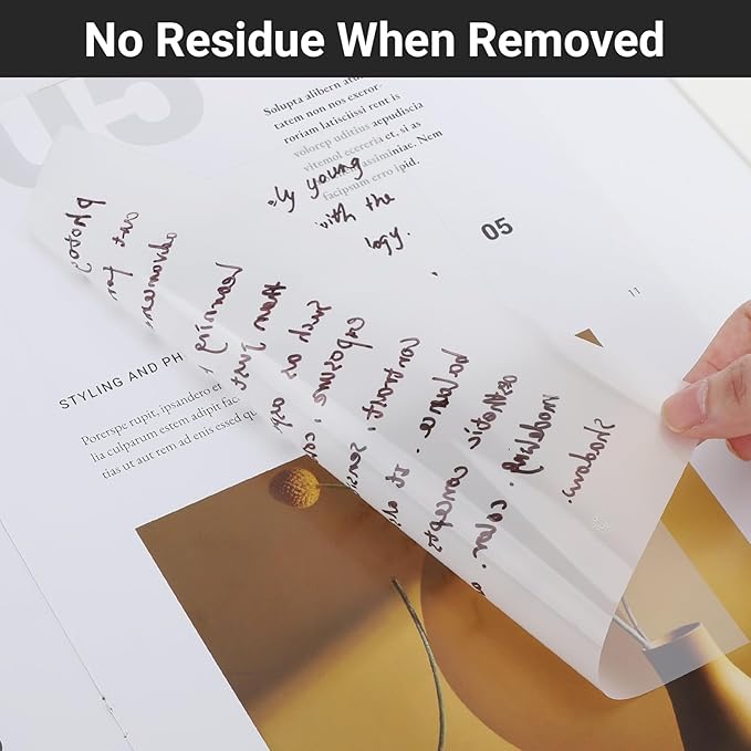 EUSOAR Translucent Sticky Notes, 100 Sheets 6x7.8 Inch Waterproof Message Reminder Clear Large Sticky Notes, See Through Adhesive Note Organizing Papers Nursing Note Pads for Book Annotation