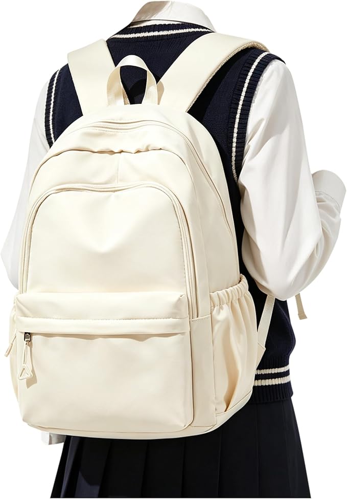 BJLFS Beige Backpack for School Women Girls, Waterproof Book bags Cute High School Backpacks for Men Teen Boys, Lightweight Travel College Backpack Mochilas Escolares para Daypack Ruckssack