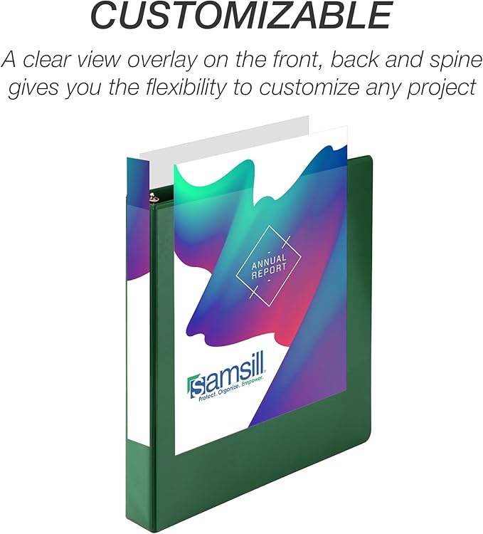 Samsill 1 Inch 3 Ring Binders, Economy Round Ring, Clear View Cover, 200 Sheet Capacity - for School, Home, Office - Green, 24 Pack