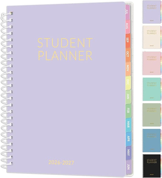 Student Planner 2026-2027, SUNEE Academic Weekly & Monthly Plan Book, Jul. 2026 - Jun. 2027, 6.5"×8.3" Middle & High School Planner, Lesson Plan Book with Week's Goals, Bookmark, Monthly Tabs, Purple
