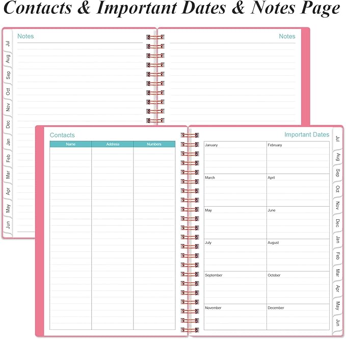 Planner 2026-2027 - A5 Weekly & Monthly Planner Spiral Bound, July 2026 - June 2027, with Flexible Cover, Tabs, Inner Pocket, 6.4" x 8.5", Pink