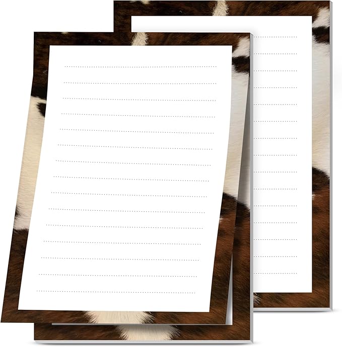 2 Pack Lined Sticky Notes 4x6 in, Cute Self-Stick Notepads with Lines, Large Memo Pads Strong Adhesive for Office, Home Retro Brown Cowhide