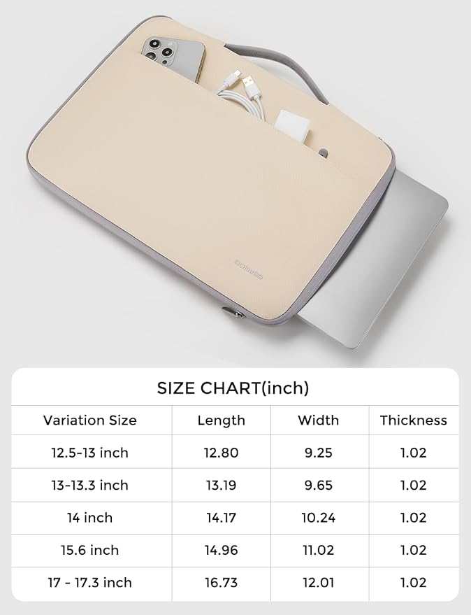 DOMISO 15.6 inch Laptop Case Sleeve Protective Cover Compatible with 16 inch MacBook Pro M4 M3 M2/Pro Max,15.6-16 inch HP Dell ASUS Lenovo Chromebook,Waterproof Computer Cases Bag with Handle,Beige