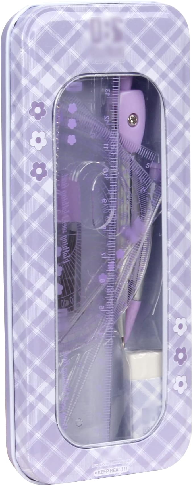 LABANCA 8 Pcs Compass Set with Protractor Rulers Pencil for Math Geometry (07434 Purple)