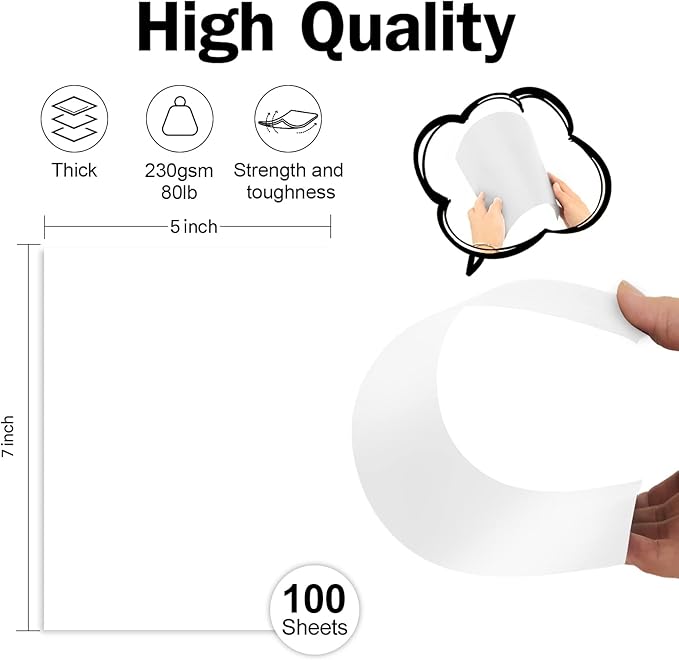 100 Pack White Blank Cardstock 5x7 Thick Paper，Goefun 80lb Flat Cards Stock Printer Paper for Invitations, Postcards, Photos, DIY Card Making
