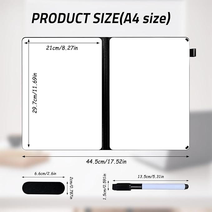 Portable White Board Dry Erase Notebook, Double Sided Folding Whiteboards with Pen and Erase, Small Dry Erase Board for Study, Meeting, Planning 12"x9" (A4), Anti-Ghosting (Green)
