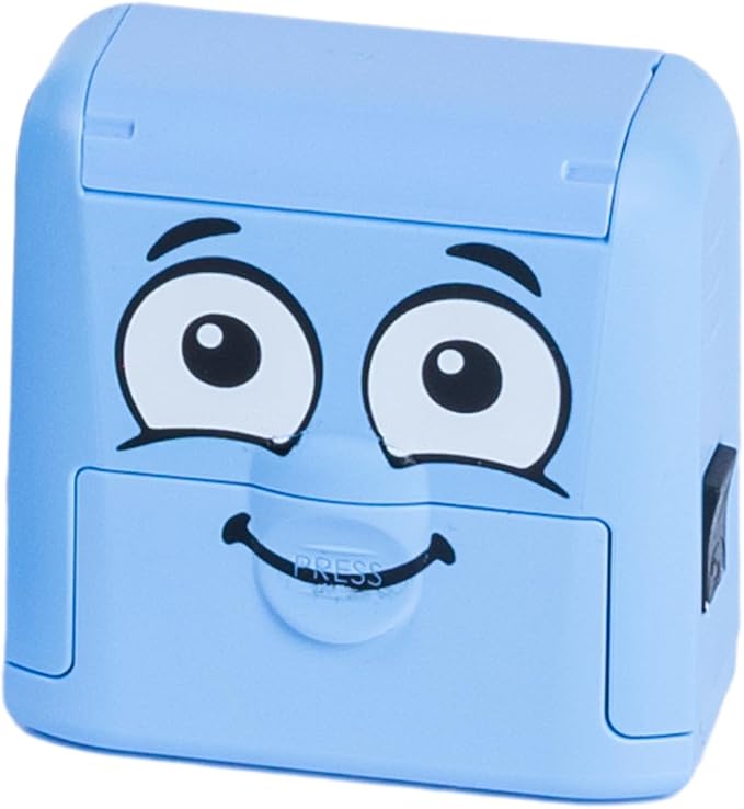 COLOP Marky Personalized Kids Name Stamp, Suitable for All Surfaces, Blue | Permanent Waterproof Clothing & Fabric Labeling, Clothing Stamp For Kids, Schools, & Daycare, Includes Labels and Thermo Tape