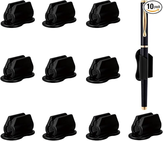 10PCS Adhesive Pencil Holder for Desk - Upgraded Adhesive Pen Holder for Clipboard, Wall, Marker Holders, Teacher Supplies for Classroom kids Desk Accessories