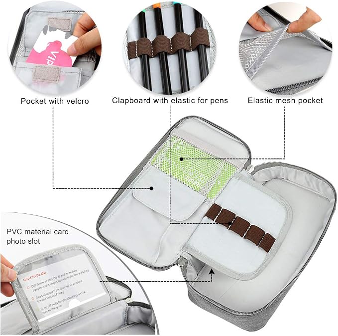 Homecube Pencil Case Capacious Pen Pencil Holder Box Makeup Pens Pouch Oxford Cloth Bag Large Storage Stationery Organizer with Zipper for School & Office - Gray