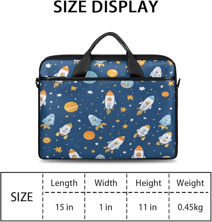 Cartoon Rocket Laptop Sleeve Case for 13-15 inch Computer Bag Protective Laptop Handle Bag for Women Men