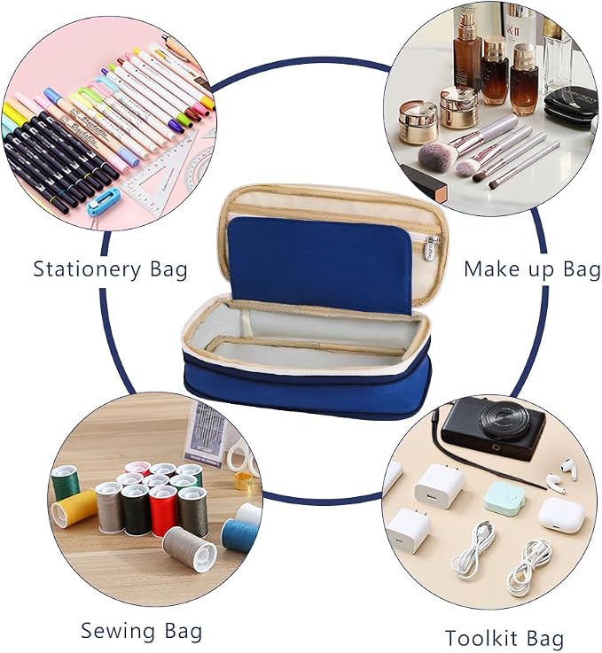 iSuperb Foldable Pencil Case Zipper Big Capacity Aesthetic Canvas Pencil Pouch Compartments Stationery Organizers Pen Bag for Kids Girls Boys Teen Child Student School Supplies Makeup Bags