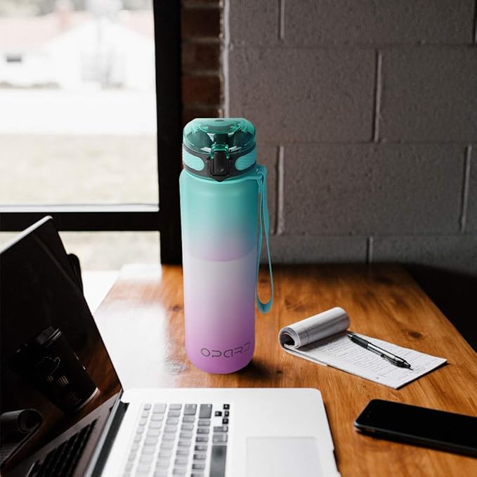 Opard Zip 32oz Plastic Water Bottle Dishwasher Safe, Leakproof Flip-Top Lid, BPA Free Tritan, Wide Mouth Reusable Sports Water Bottle for Gym Hiking Commuting Outdoor Travel and School