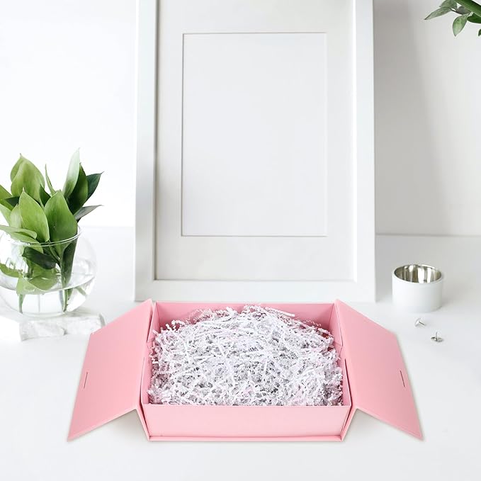 TEHAUX Colorful White Raffia Paper Shred Basket Filler 100g Pack, Crinkle Wrapping Box Filler for Packaging, Decorative Basket Stuffing for Presents and Crafts