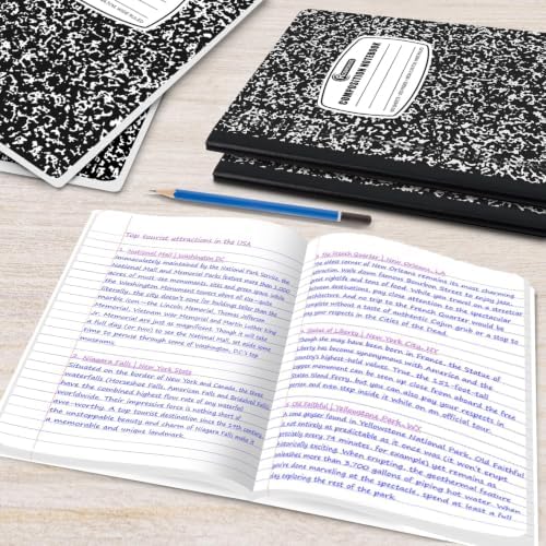 Rosmonde 100 Pack Bulk Composition Notebooks, Wide Ruled, Bulk Notebooks