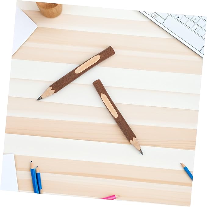 Natural Wood Ballpoint Pens 13cm Tree Bark Biodegradable Eco-friendly Writing Pens 10pcs Portable Household for Office and Daily Use