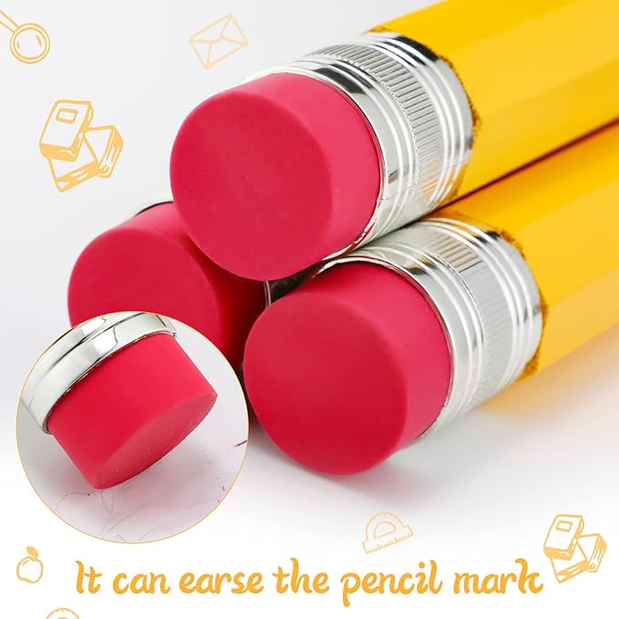 Leinuosen 6 Pcs Giant Pencils End of Year Gift 14 Inch Extra Large Wood Big Yellow Jumbo Novelty Funny Comically Pencil Props with Eraser for School Office Party Favors