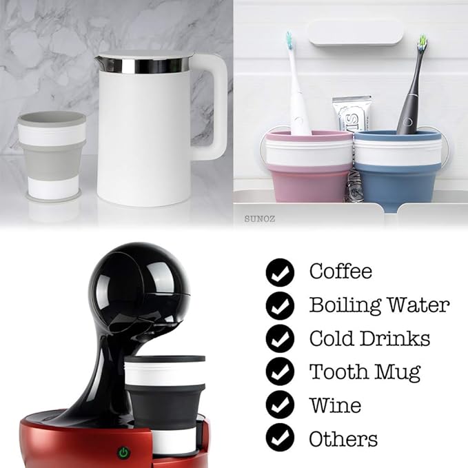 Silicone Collapsible Cup, Travel Coffee Cups, Foldable Camping Cup with Lid, 18 oz