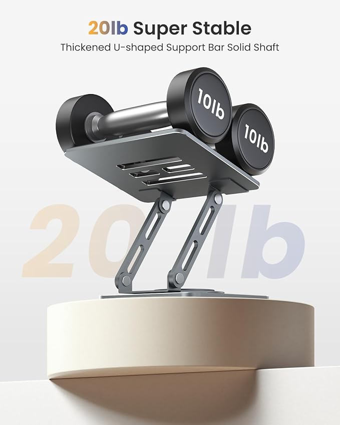 LOXP Metal Tablet Stand, 360 Rotating iPad Stand with Heavy-Duty Base, Tablet Holder Compatible with 4.0-16.9" Device, 2025 iPad Pro Air Mini, Kindle, Surface Tablet, Portable Monitors - Gray