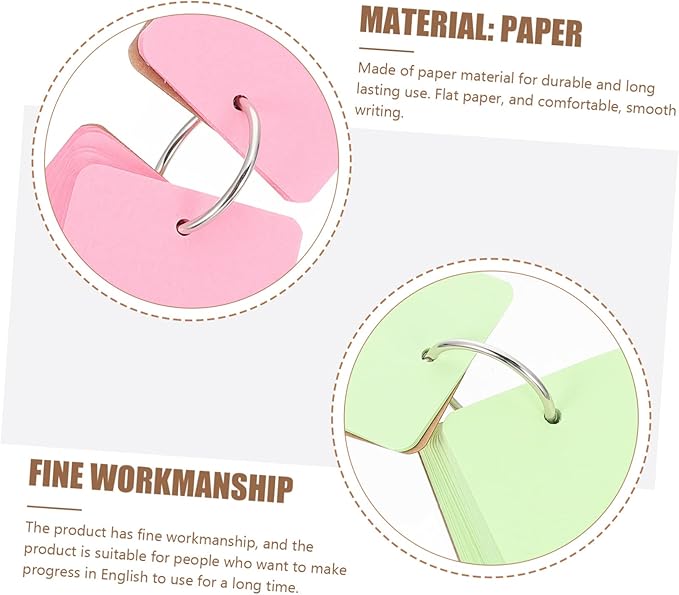 Veemoon 7Sets Blank Memo Cards DIY Flashcards for Studying Creative Writing and Note Taking Mixed Colors with Binder Rings for Students and Office Use