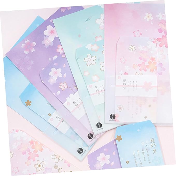 Mobestech Japanese Style Note Paper Set 40pcs B5 Blossoms Pattern Writing Paper Stationery for Letter Writing and Printing, Vintage Floral Design for Office and School Use