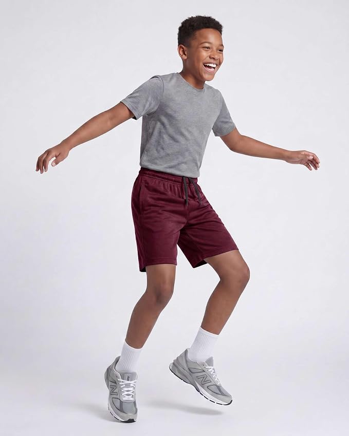 Real Essentials 5 Pack: Boys' Mesh Basketball Athletic Shorts with Pockets – Teen Kids Youth Quick Dry Soccer Running Gym