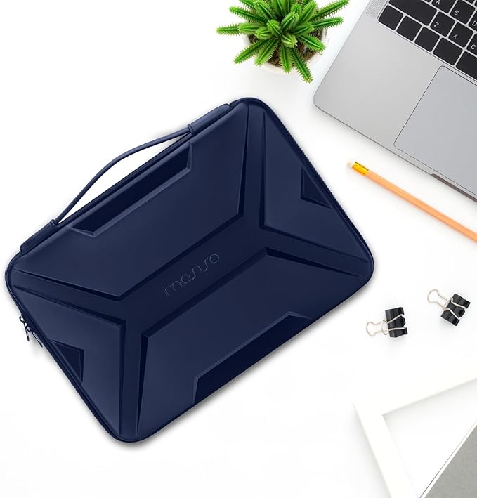 MOSISO Laptop Case 15.6 inch, 15-16 inch Laptop Sleeve Compatible with MacBook Pro 16 / Air 15, HP Acer Dell Lenovo ASUS,Artistic Geometric EVA Carrying Case Hard Shell with Handle, Navy Blue