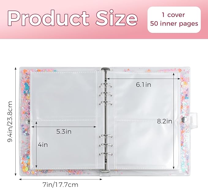 3x5 Index Card Binder - Portable Card Book with 50 Sheets Plastic Sleeves for Index Card Organizer, Note Cards, Flash Cards Stores up to 200 Cards