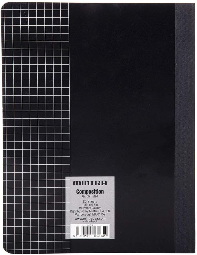 Mintra Office Composition Books - Sturdy Flexible Cover (4 Pack, 4x4 Comp Book - Graph)