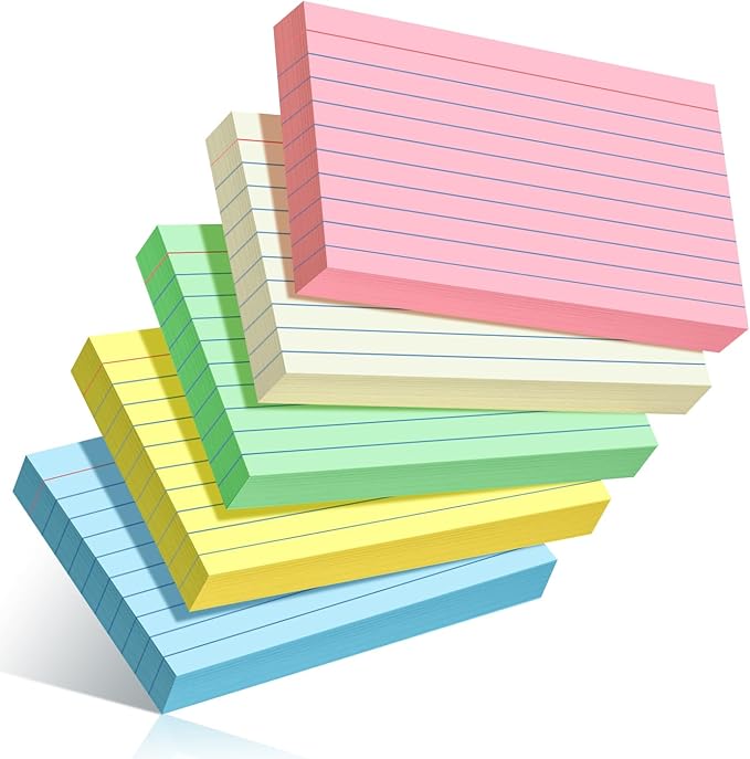 YIZUUN 250 Pack Colored Index Cards 3x5, Flash Cards for Studying, Heavy Note Cards 3x5 for Office, Home and School, 5 Colors, Each Color Individually Wrapped, 50 Pack Per Package